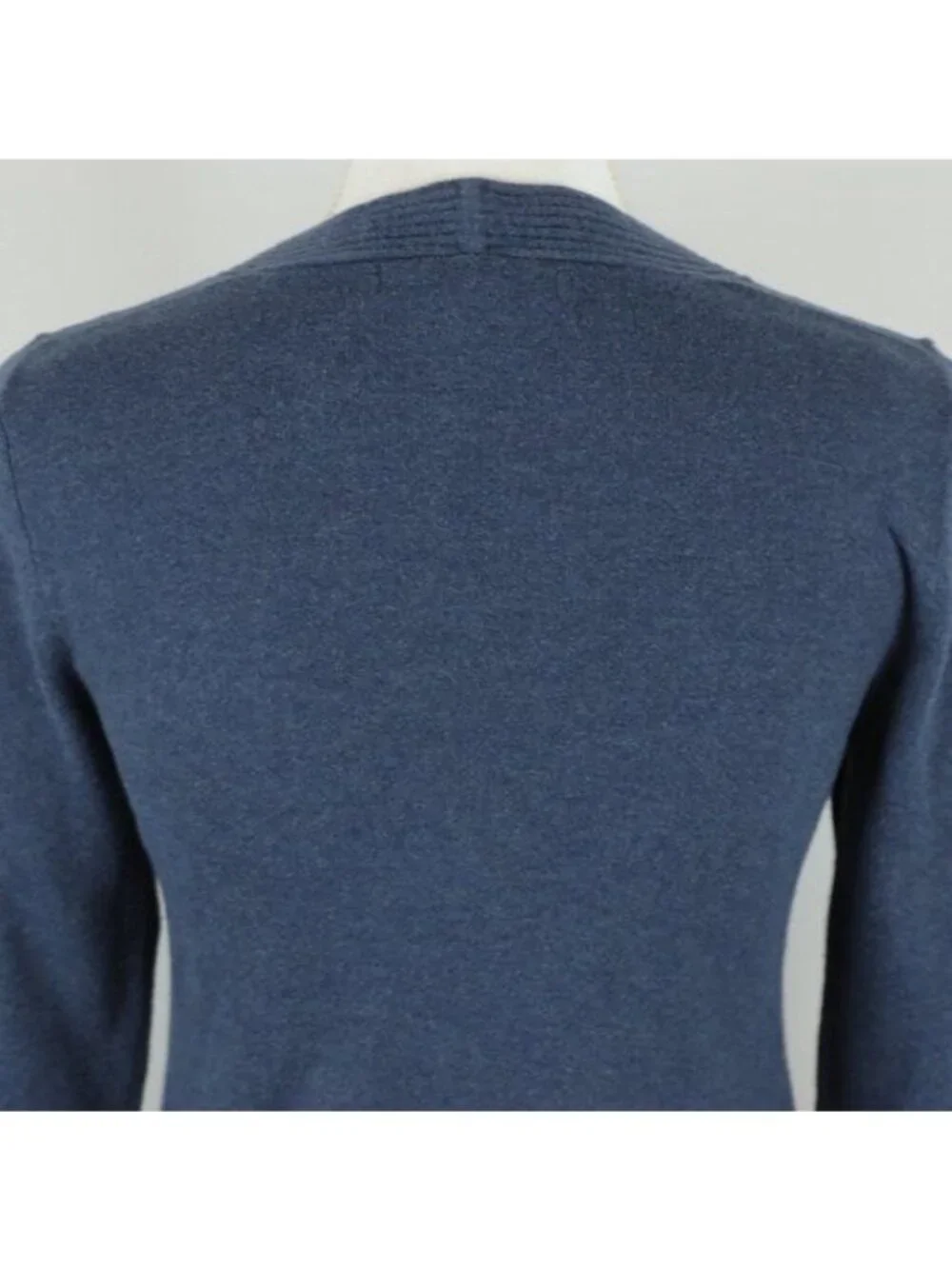 Eddie Bauer Women's Small Blue Cotton Blend V-Neck Tight Knit Sweater